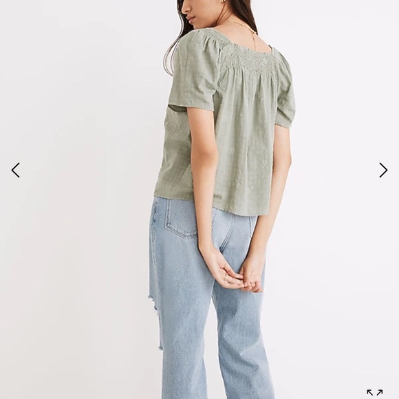 Madewell Square-Neck Smocked Top in Dotted Vines - Picture 2 of 7